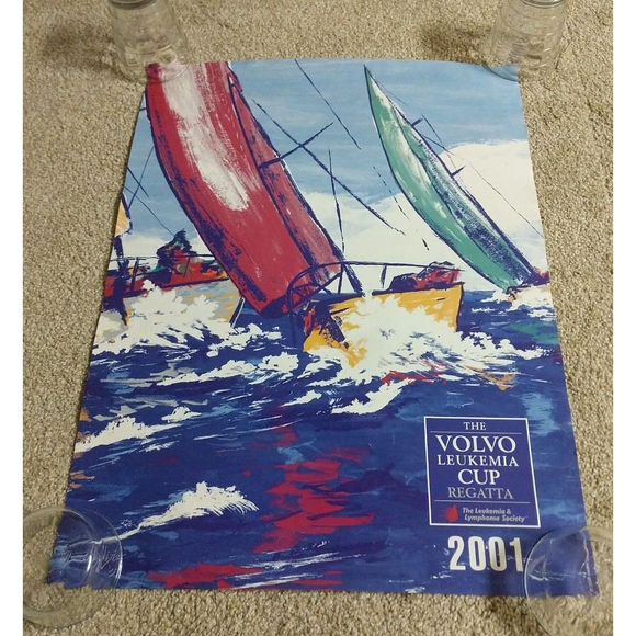 Volvo Leukemia Cup Regatta 2001 Boat Racing Sailing Yacht Poster Print‎ Art VTG - Picture 1 of 8